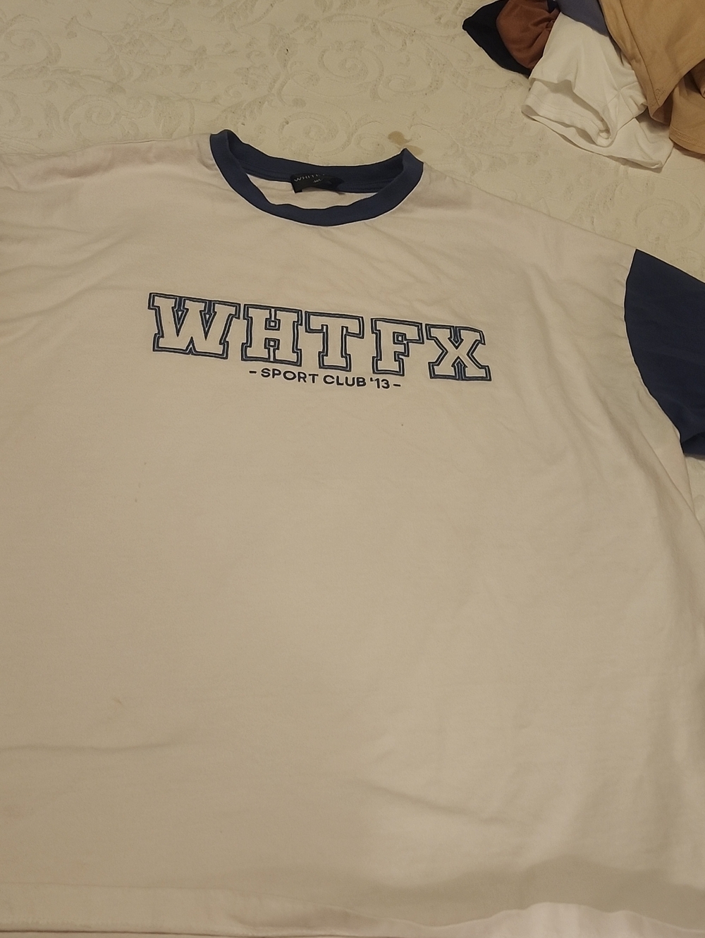 WHTFX White & Navy Ringer Sport Club Tee